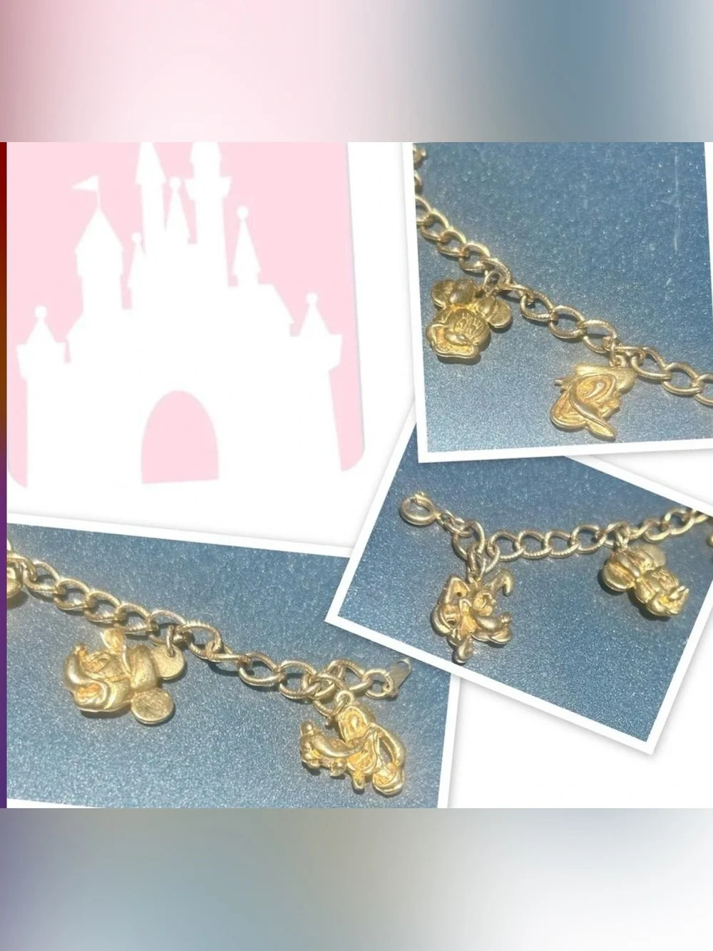 Disney Gold-Tone Charm Bracelet with Minnie, Mickey & Friends